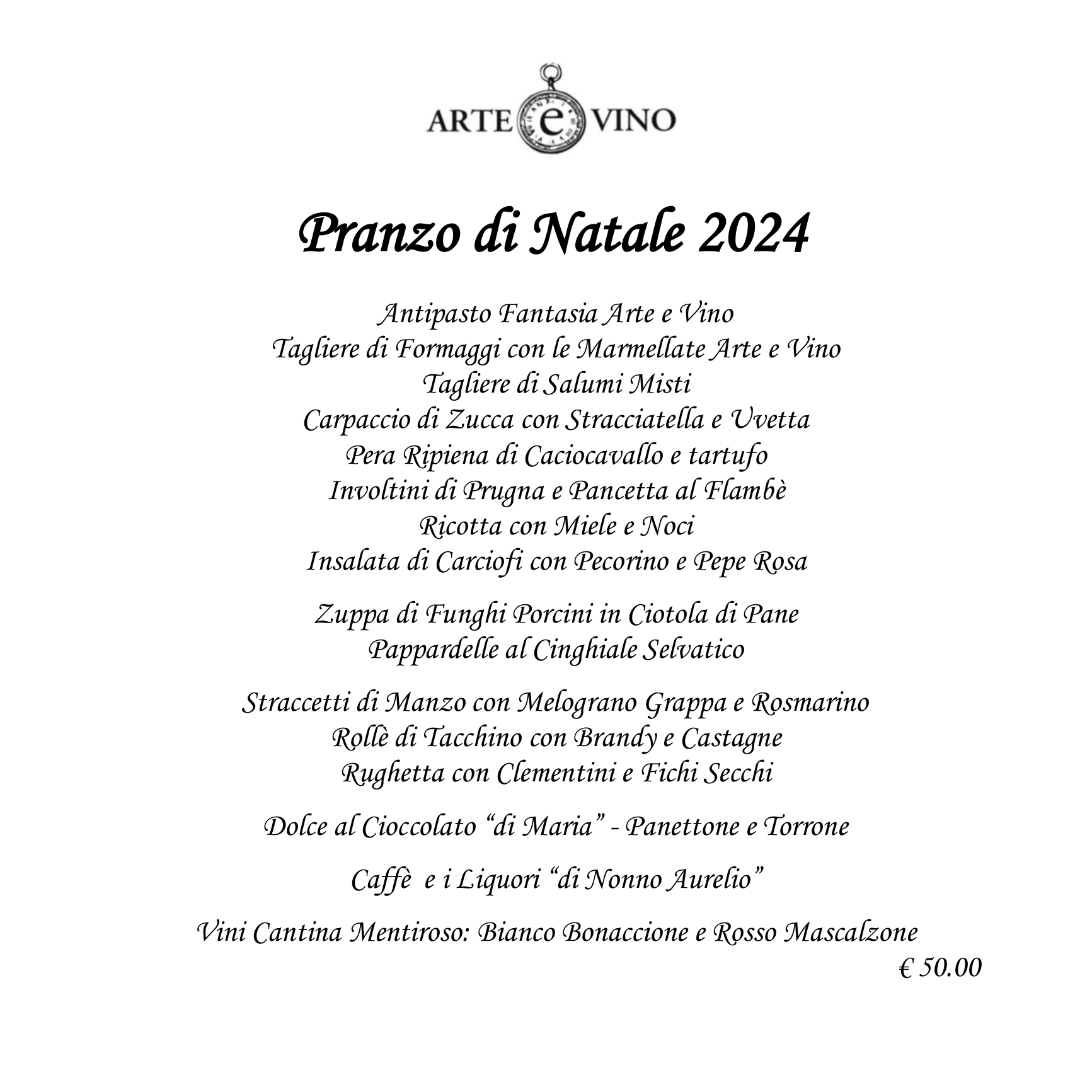 menu ristorante